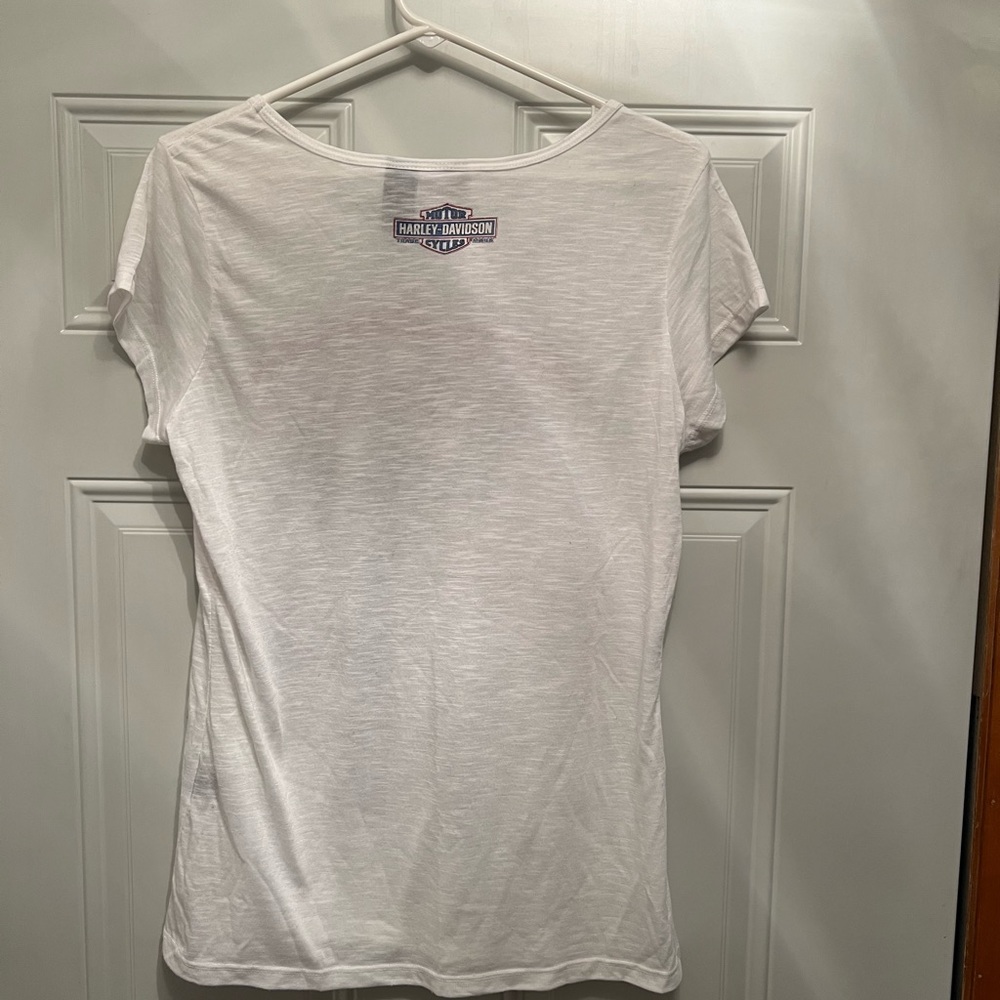 Harley Davidson Bling Logo Flag Tee Womens Lg - Picture 2 of 4